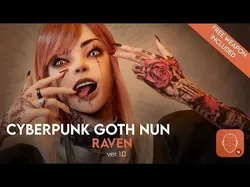 Cyberpunk Goth Nun - Raven  Low-poly 3D model