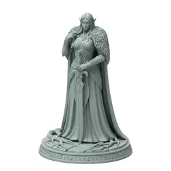Elf Noble Fur Cape Sword Goddess Miniature 3D Printable STL
