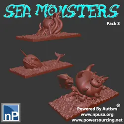 Mini Sea Monsters pack 3 Free 3D Print Model in Game Accessories 533278