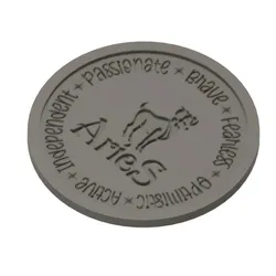 Badges & Coins STL Download - Aries Zodiac Coaster w/Holder (holds 6)by Trash Can Guy