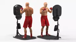 Boxing Panel with Athlete Red Pose Black 3D model