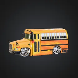 Cartoon Slammed School Bus Key Chain