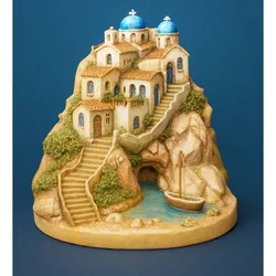 Cliffside Village Diorama — High-Detail STL (Stairs, Houses & Boat)