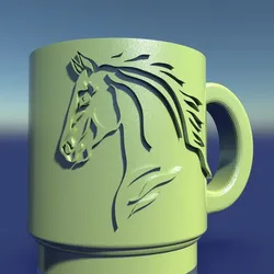 Horse Mug STL - Premium Decorative Cup with Horse Sculpture - 3D Printable Fantasy Mug + Bonus Version Included