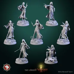 Sisters of the Hunt Set - 32mm, 7 Pre-supported STLs + 5e Style Stat Block