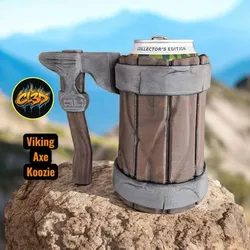 Winged Viking Axe Can Koozie
