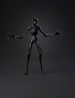 Create a terrifying highly disturbing game ready 3D horror creature f