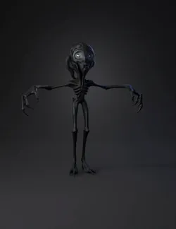 Create a terrifying highly disturbing game ready 3D horror creature f