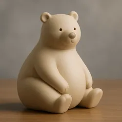 Cute Sitting Bear Figurine – Minimalist 3D Print | Static Model