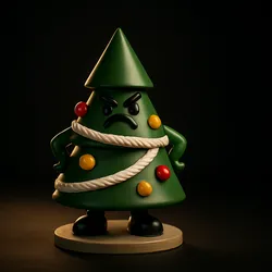 Grumpy Christmas Tree Figurine – Funny Holiday 3D Print | Angry Xmas Tree Ornament | Unique Christmas Decor