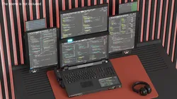 Laptop Expanscape Aurora with Programming Software Rigged 3D model