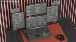 Professional Laptop with Programming Software Rigged 3D model
