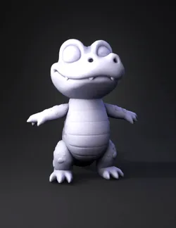 Create a cute cartoon standing alligator toy for 3D printing The all