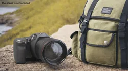 Modern Professional Camera Light On with Lens 3D model