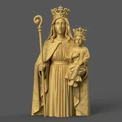 Virgin Mary and Jesus Statue STL Model for 3D Printing