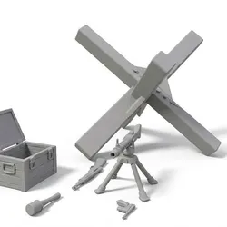 German PLAYMO WW2 Pack - MG34 with Tripod, Stick Grenade, Anti-Tank Hedgehog, Ammunition Box and Rifles