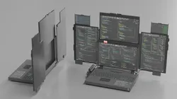 Professional Laptop with Programming Software 3D model
