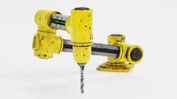 Robotic Arm with Drill and Worn Finish - V6 Rigged 3D model