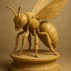 Stone Honey Bee Sculpture – 3D Render