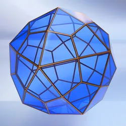 Deltoidal Hexecontahedron pipe frame shape with glass panels