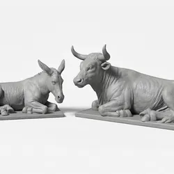 Mule and Ox of the Nativity Scene - Realistic 3D Nativity Scenes - Traditional Nativity Scene