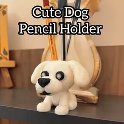 Stationery & Learning Tools STL تنزيل - Cute Dog Pencil Holder – Snap-In Face Parts for Easy Printin - Gr3DKing