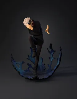 anime character figure perched on blue water splash base