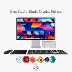 Apple Mac Studio and Studio Display Full set 3D model