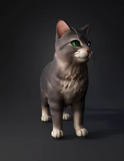 Create a game ready 3D model of an adult domestic short haired cat Se