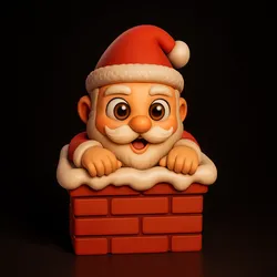 Cute Santa Claus in Chimney • 3D Print Christmas Decor • Holiday Miniature Figurine • Festive Seasonal Ornament • Adorable Santa