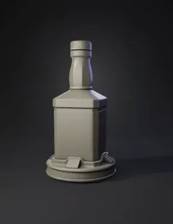 gray plastic bottle prototype on circular base with screw cap