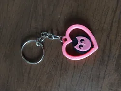 Heart Keyring with Cat and Owl flip centre