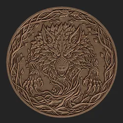 Mystic Wolf Relief – Forest Guardian Wood Carving | STL for CNC Router
