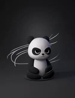 panda plush toy with wings black and white fur soft glow surrounding