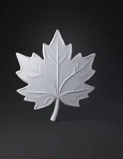 transparent glass maple leaf sculpture with detailed veins and stem