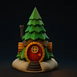 Whimsical Tree Trunk Cottage – Fantasy Miniature House | Unique 3D Printed Decor for Fairy Gardens, Tabletop Worlds
