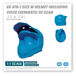 6D ATB-1 SIZE M HELMET INCLUDING VISOR (SEPARATE) 3D SCAN (.OBJ AND .STL)