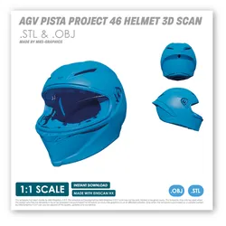 AGV PISTA PROJECT 46 HELMET 3D SCAN (.OBJ AND .STL)