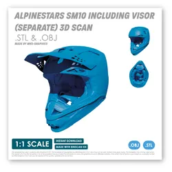 ALPINESTARS SM10 INCLUDING VISOR (SEPARATE) 3D SCAN (.OBJ AND .STL)