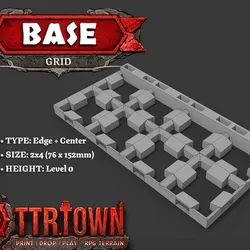 Base Grid - Edge - 2x4 (8 Block) OPEN C - Low - 38.1mm