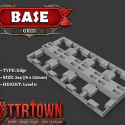 Base Grid - Edge - 2x4 (8 Block) OPEN D - Low - 38.1mm