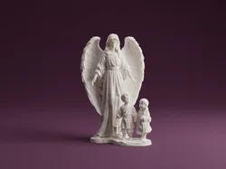 Estatua de Ángel Guardián con Niños - Modelo de impresión 3D gratuito