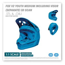FOX V2 YOUTH MEDIUM INCLUDING VISOR (SEPARATE) 3D SCAN (.OBJ AND .STL)