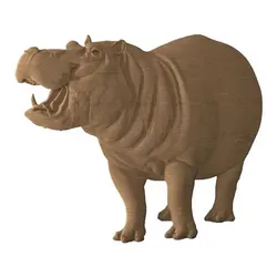 Hippopotamus STL model relief CNC router wood carving & 3D printing