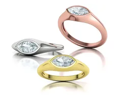 Pinky Signet Ring 8x4 Marquise Stone Statetment Ring