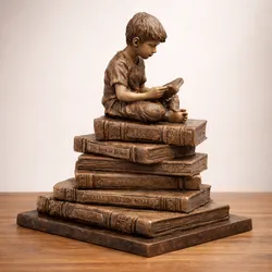Young Reader on Books – Decorative Statue
