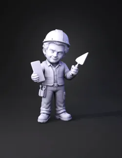 construction worker figure with hard hat safety vest blue uniform t
