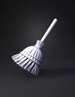 Create a 3D game ready model of a realistic shaped broom that is sligh