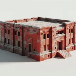 Red Skyscraper Building Model for Scene Design Use