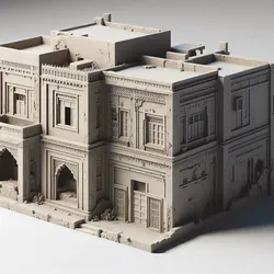 Red Skyscraper Building Model for Scene Design Use